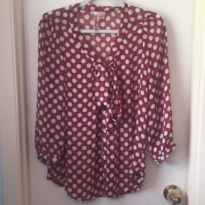 Sheer polka dot blouse